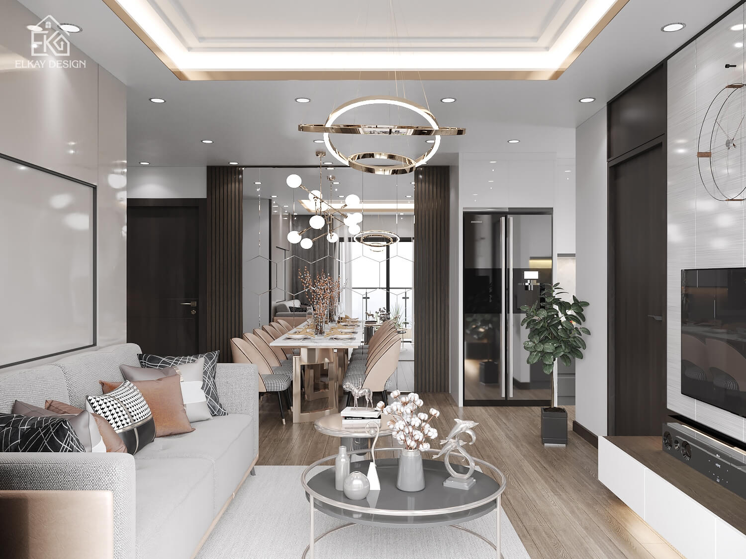 Tổng hợp Mẫu thiết kế nội thất chung cư 130m2 đẹp sang trọng năm 2023
